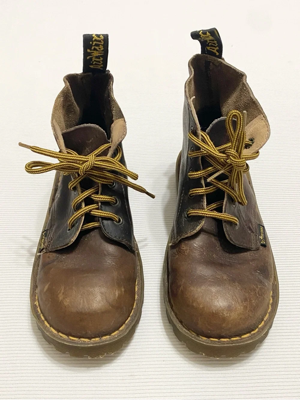 Vintage Dr Martens Made In England Kid's Brown Leather Lace Up Boots